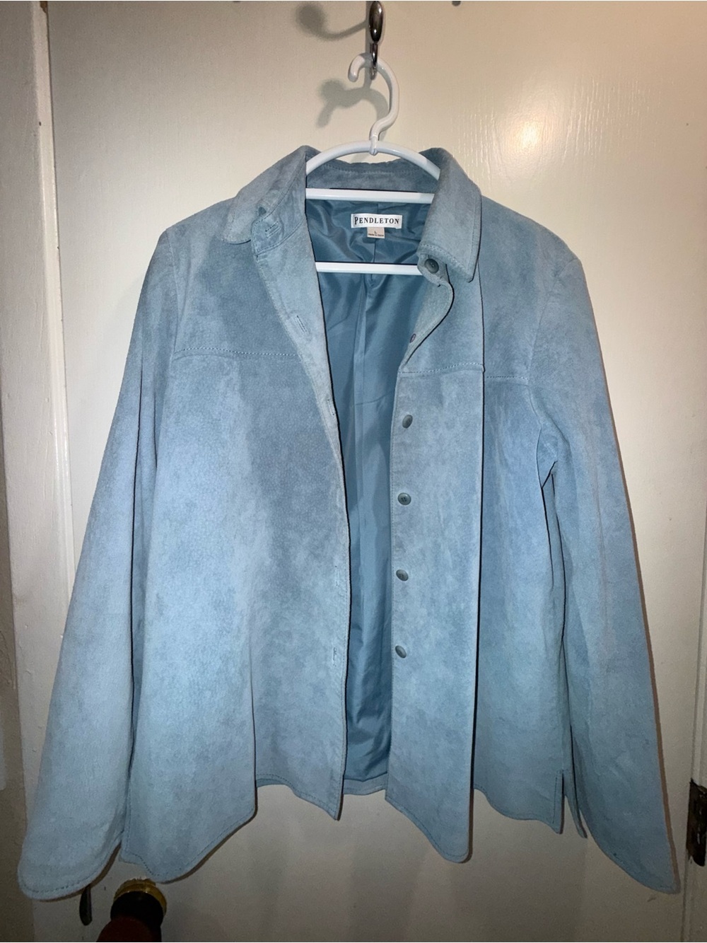 Pendleton Light Blue Suede Snap-Front Jacket
